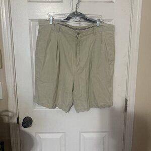 Bungalow Brand Shorts Mens 40 Tan Silk Pleated Casual Beach Outdoors Pockets